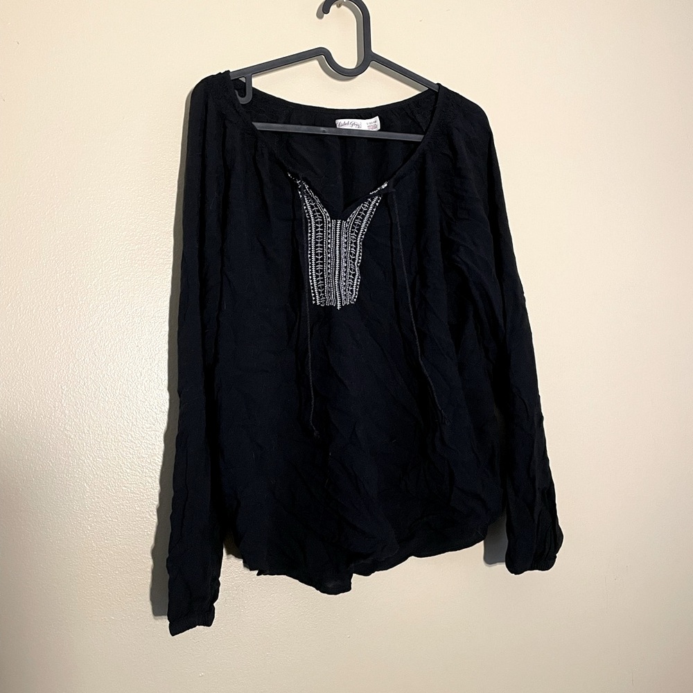 Black Embroidered Long Sleeve